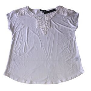 catherine malandrino Crochet Lace Accent Top Bleach White Large